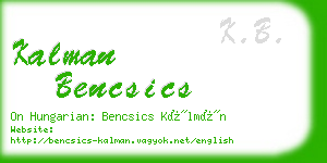 kalman bencsics business card